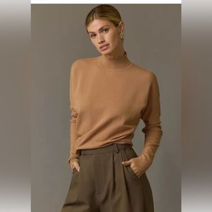 Anthropologie Pilcro Mock-Neck Batwing Cropped Sweater size M color HONEY